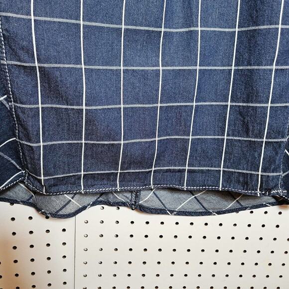 Sophie Max Checked Pattern Dress Size XS Navy White Grid Sleeveless Pockets - Picture 5 of 7